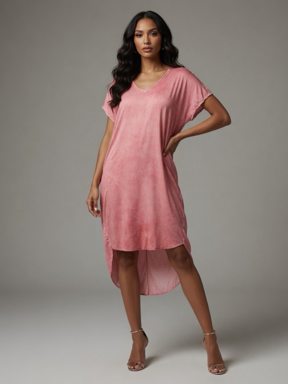 Sz 1 (S) ACQ Silk Peach/Orange/Pink “Julia” Sheath Dress Relaxed Fit
